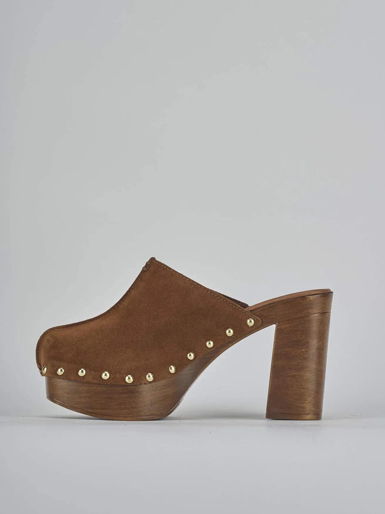 Sabot tacco 10cm camoscio marrone