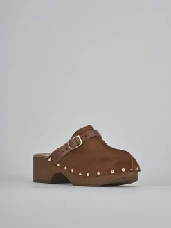 Sabot tacco 4cm camoscio marrone