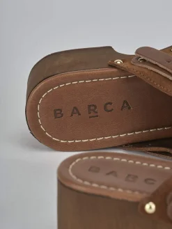 Sabot tacco 4cm camoscio marrone