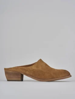 Sabot tacco 4cm camoscio marrone