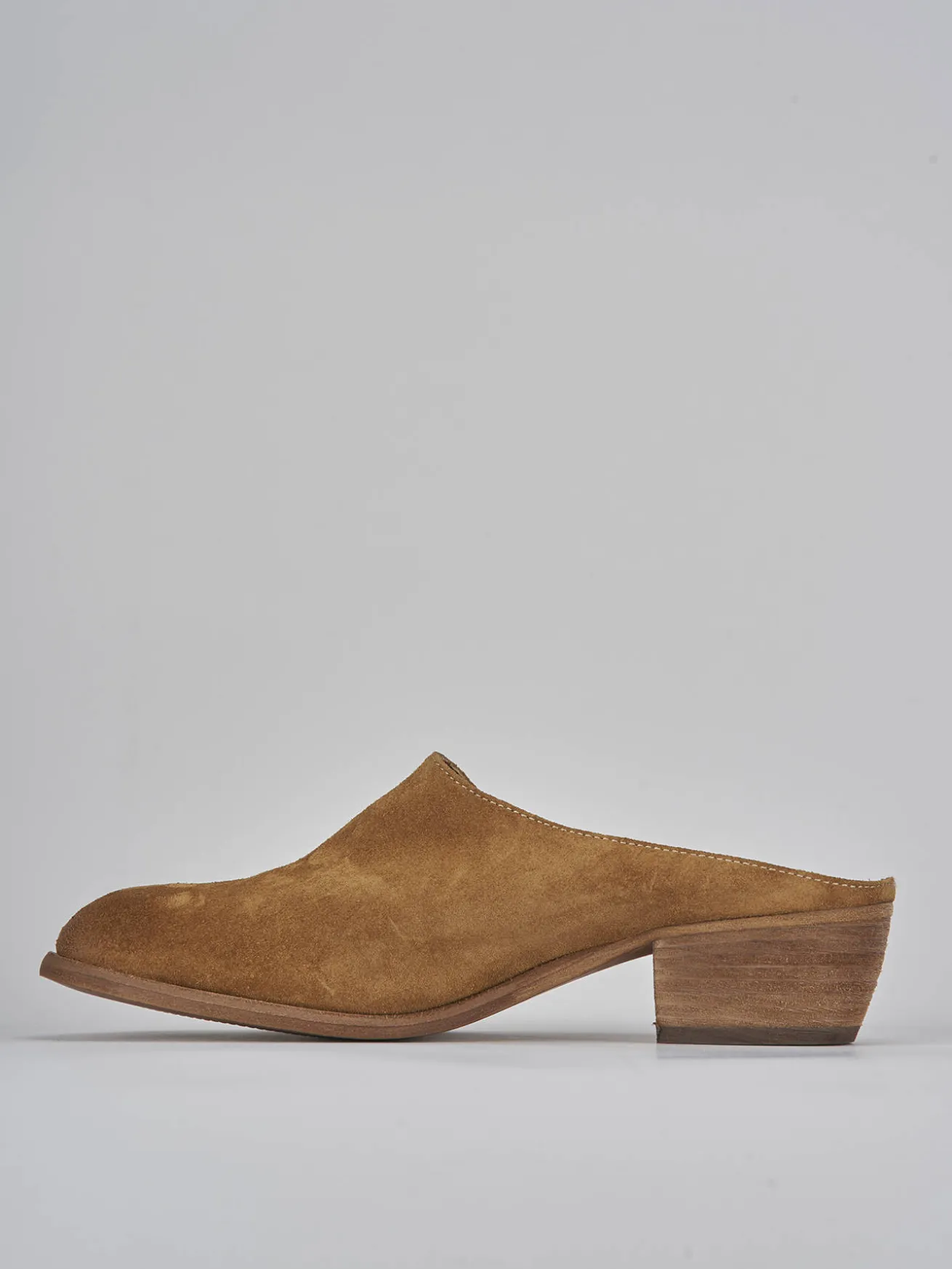 Sabot tacco 4cm camoscio marrone