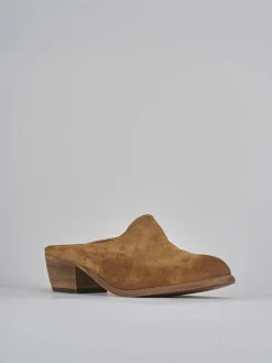 Sabot tacco 4cm camoscio marrone