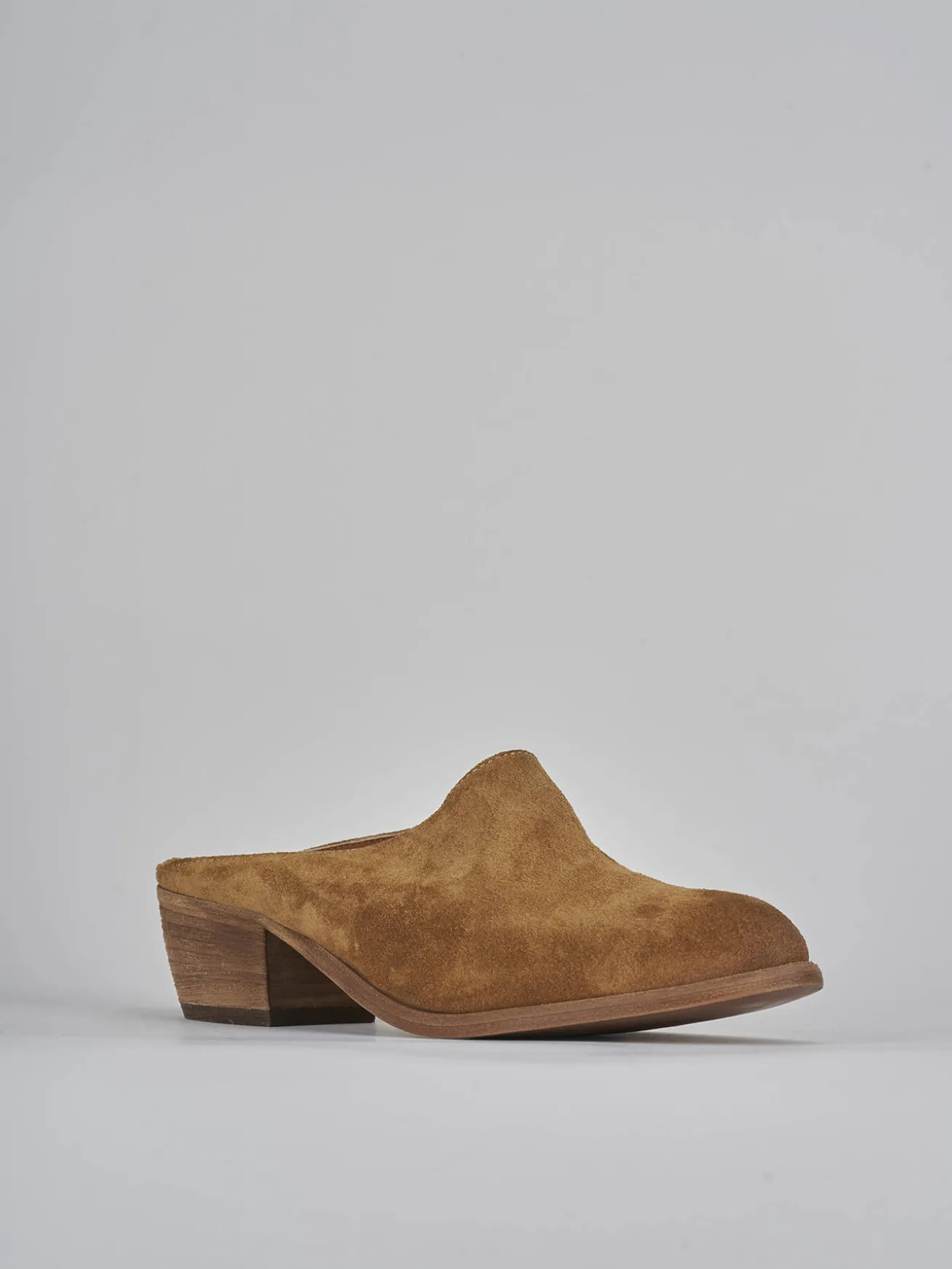 Sabot tacco 4cm camoscio marrone