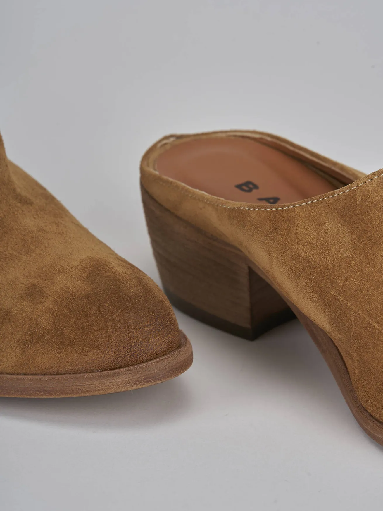 Sabot tacco 4cm camoscio marrone