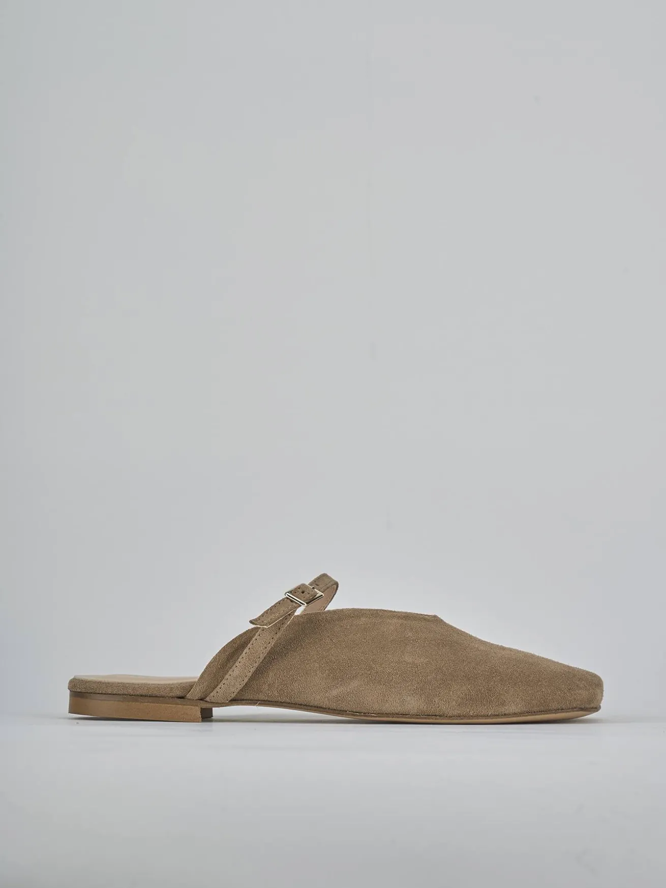 Sabot tacco 1cm camoscio marrone