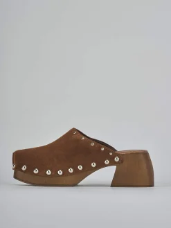 Sabot tacco 7cm camoscio marrone