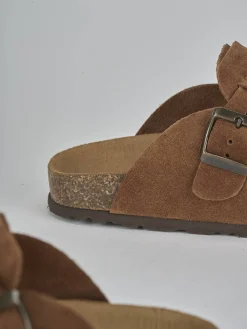 Sabot tacco 1cm camoscio marrone