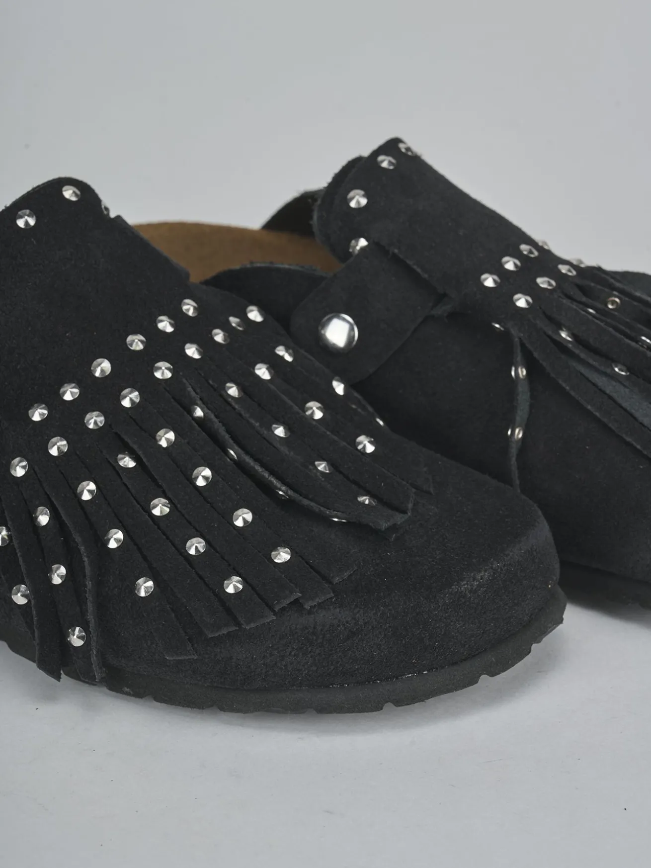 Sabot tacco 1cm camoscio nero