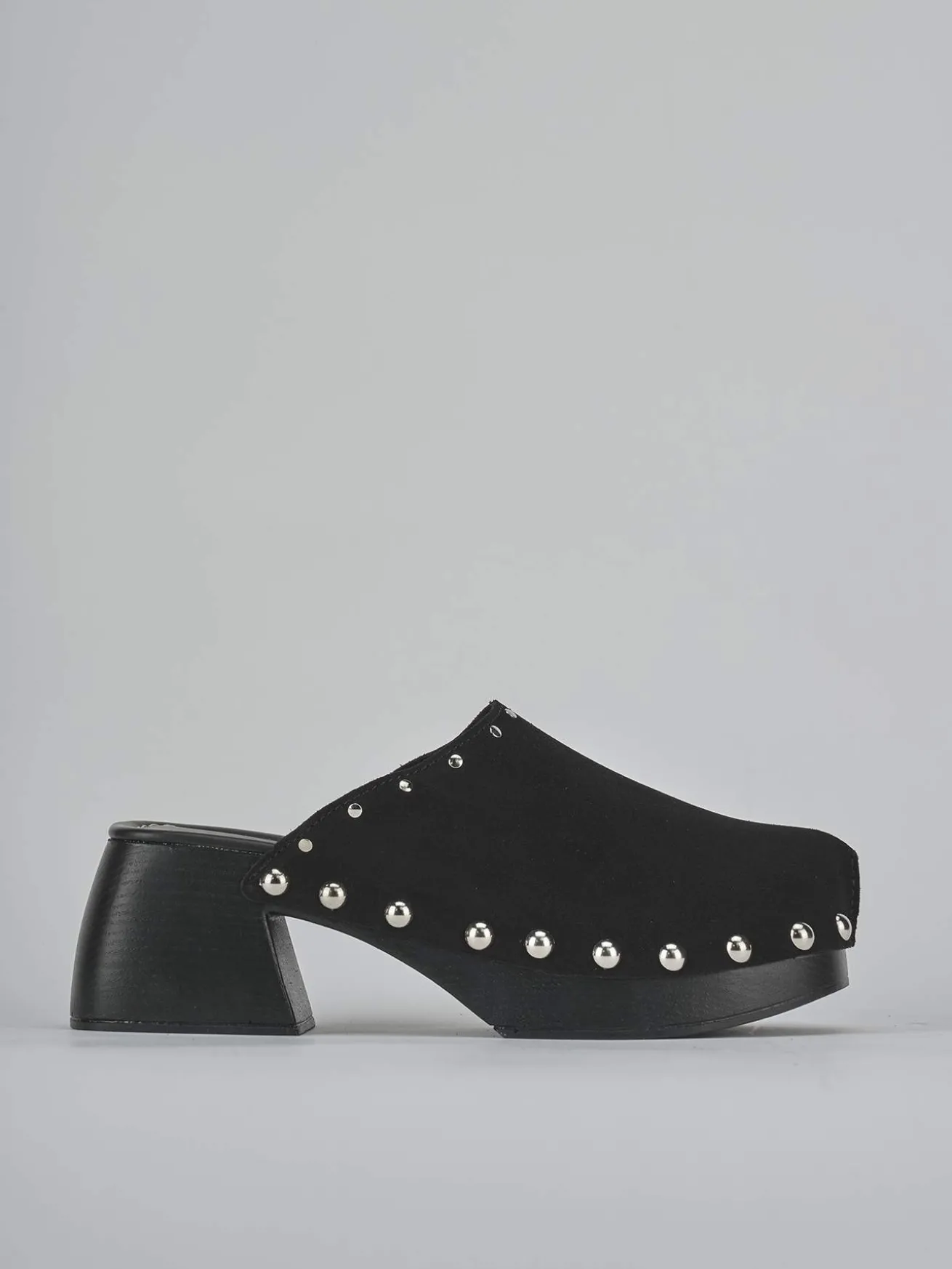 Sabot tacco 7cm camoscio nero