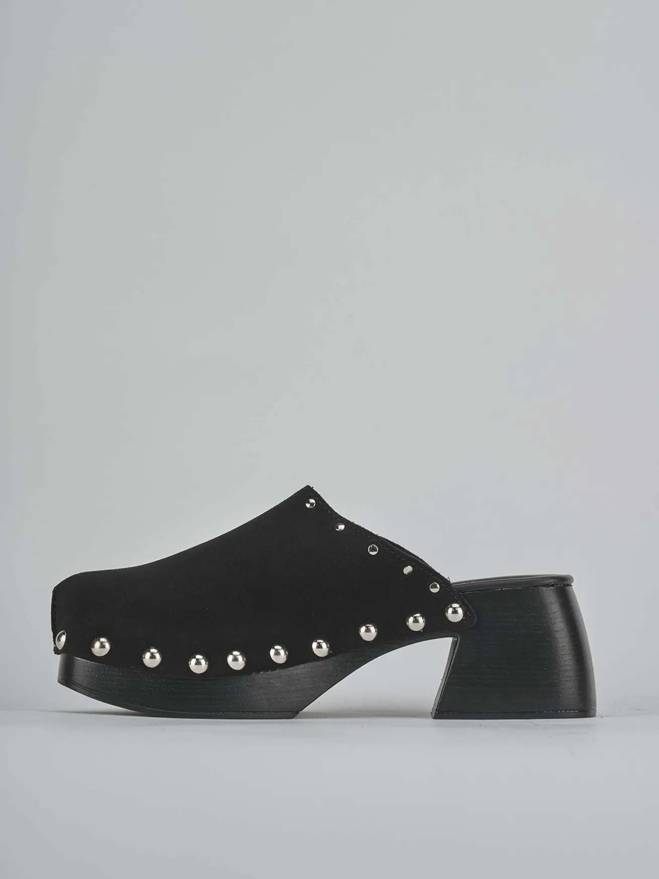 Sabot tacco 7cm camoscio nero