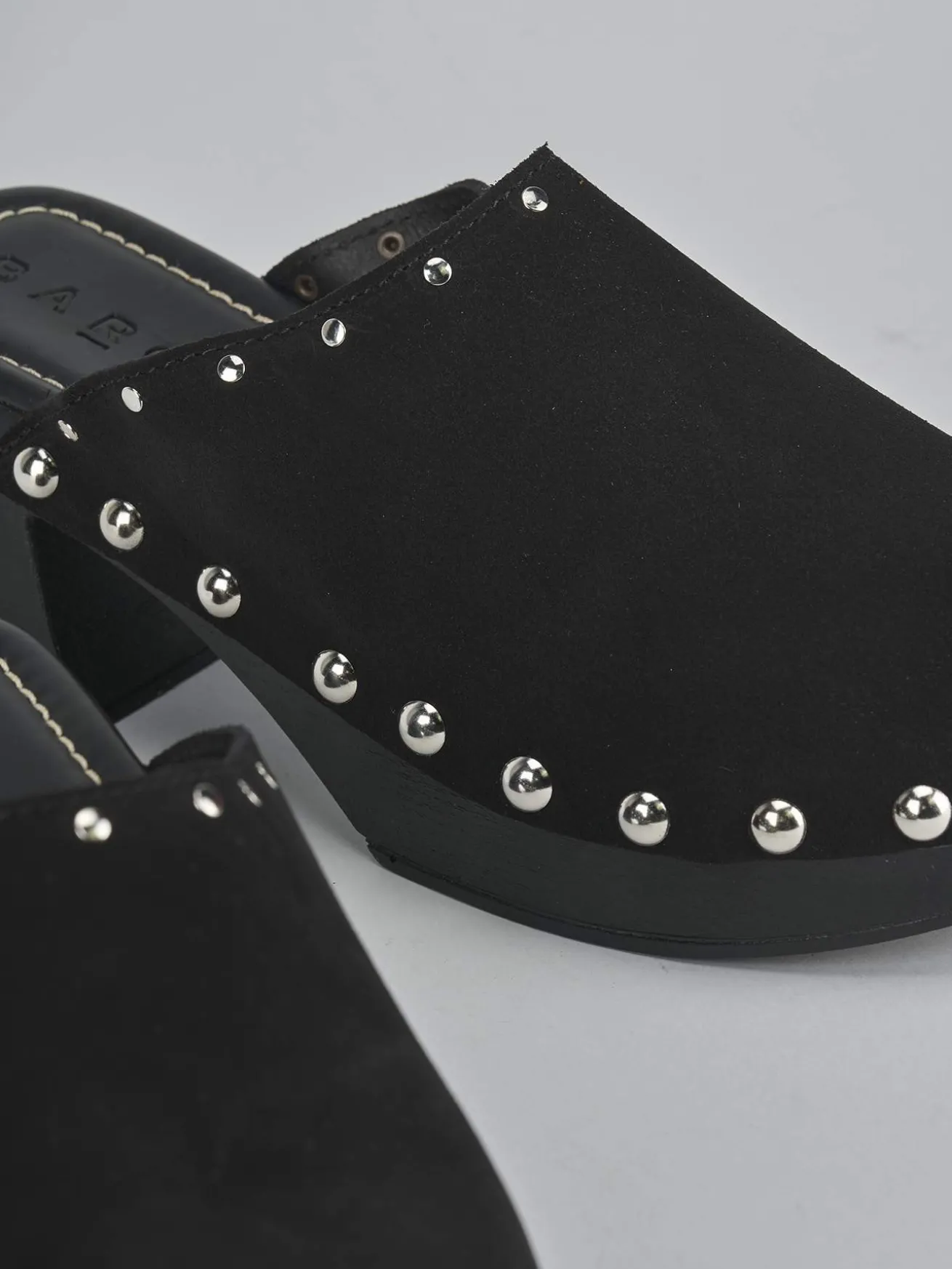 Sabot tacco 7cm camoscio nero