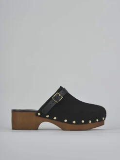 Sabot tacco 4cm camoscio nero