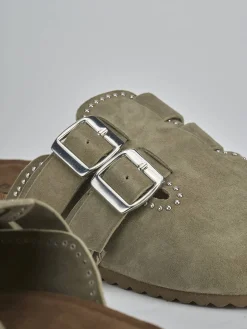 Sabot tacco 1cm camoscio verde