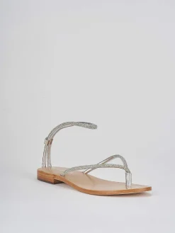 Sandali infradito tacco 1 cm argento pelle