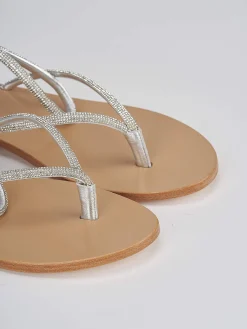 Sandali infradito tacco 1 cm argento pelle