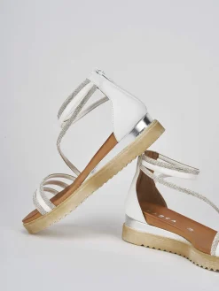 Sandali tacco 4 cm bianco pelle