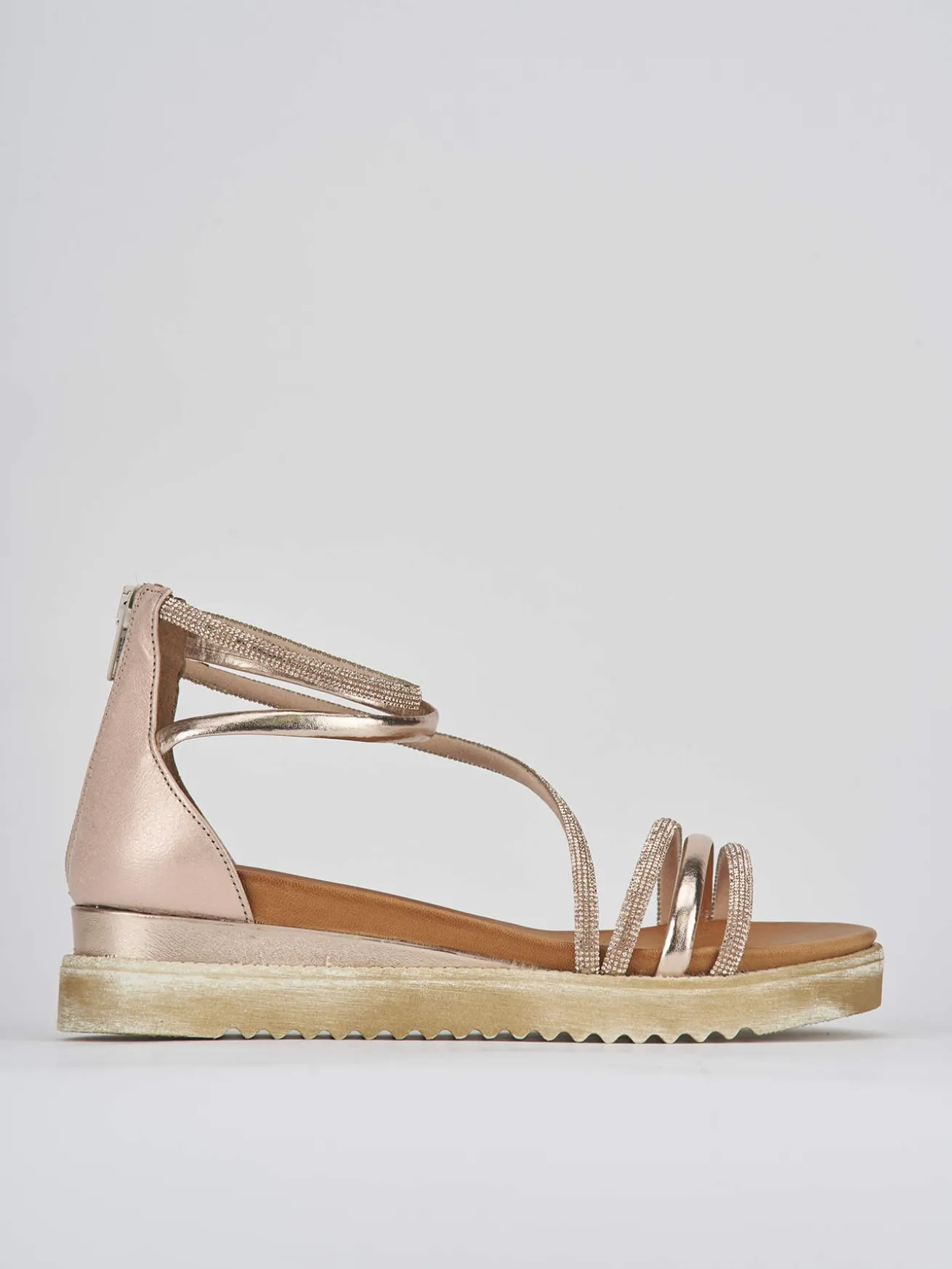 Sandali tacco 4 cm bronzo pelle