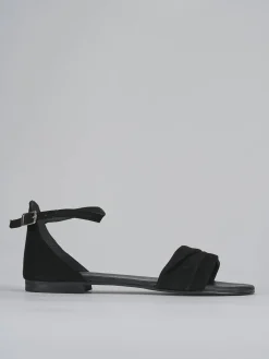 Sandali tacco 1cm camoscio nero