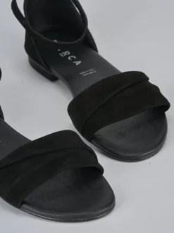 Sandali tacco 1cm camoscio nero