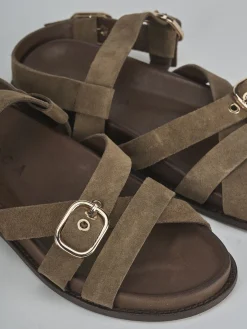 Sandali tacco 1cm camoscio testa