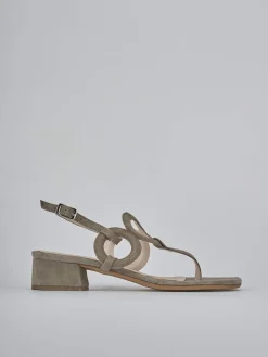 Sandali tacco 3cm camoscio beige
