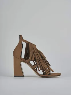 Sandali tacco 10cm camoscio marrone