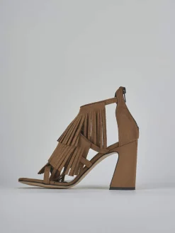 Sandali tacco 10cm camoscio marrone