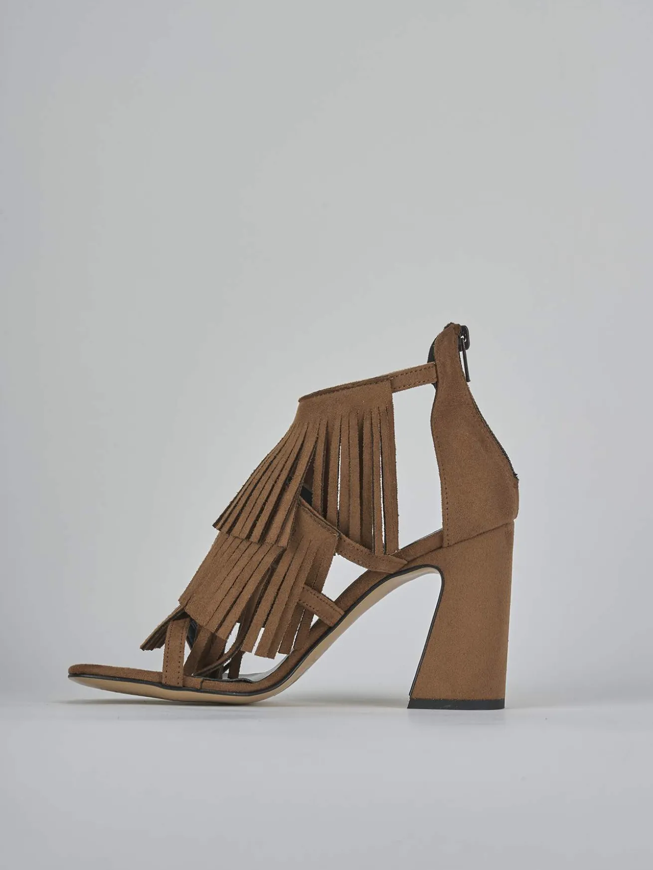 Sandali tacco 10cm camoscio marrone