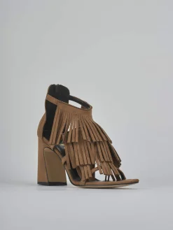 Sandali tacco 10cm camoscio marrone