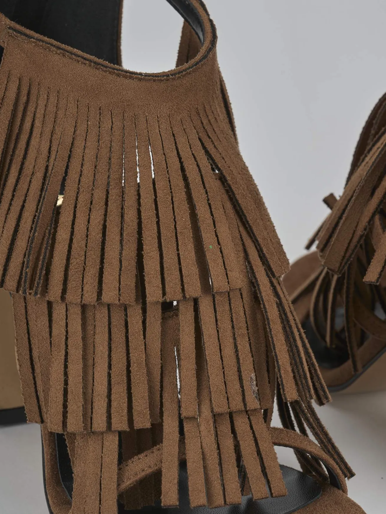 Sandali tacco 10cm camoscio marrone