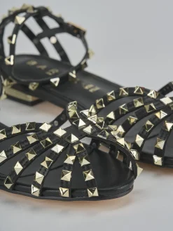 Sandali tacco 1cm camoscio sostenible nero