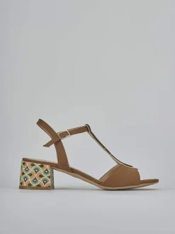 Sandali tacco 5cm camoscio marrone