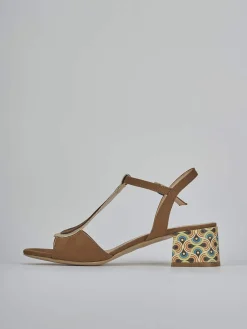 Sandali tacco 5cm camoscio marrone