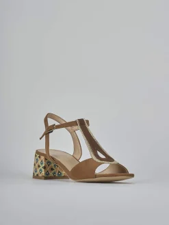 Sandali tacco 5cm camoscio marrone