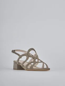 Sandali tacco 3cm camoscio beige