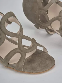 Sandali tacco 3cm camoscio beige