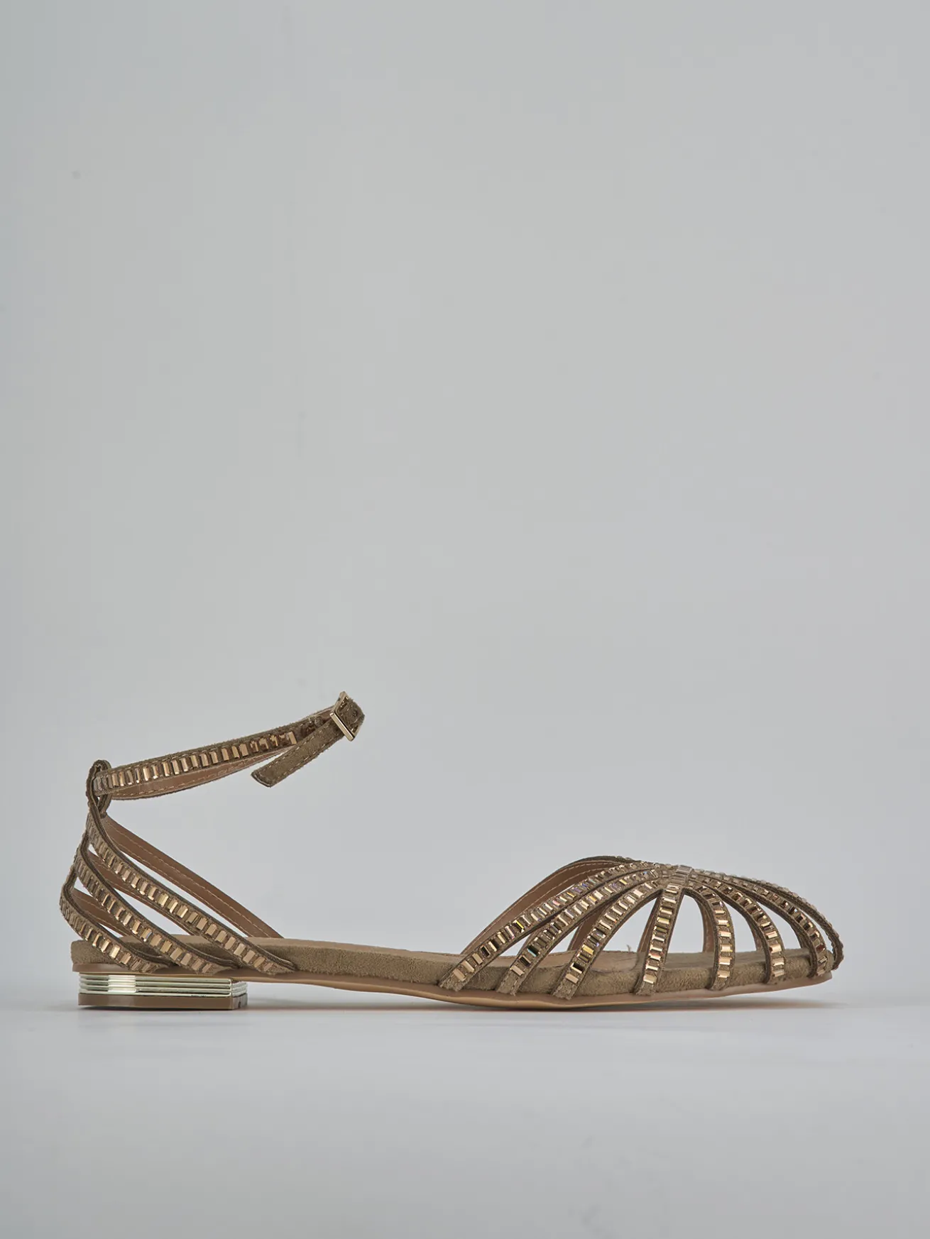 Sandali tacco 1cm camoscio sostenible beige