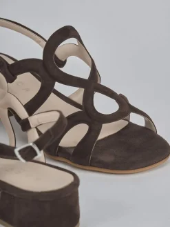 Sandali tacco 3cm camoscio testa