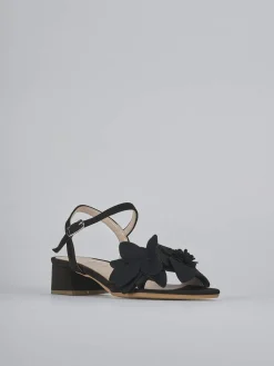 Sandali tacco 3cm camoscio nero