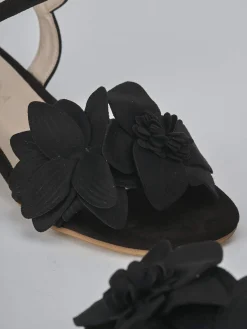 Sandali tacco 3cm camoscio nero