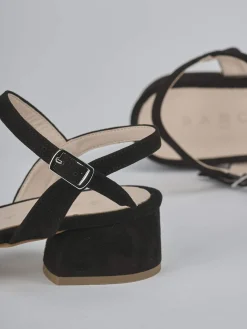 Sandali tacco 3cm camoscio nero