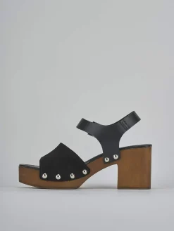 Sandali tacco 8cm camoscio nero