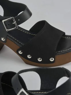 Sandali tacco 8cm camoscio nero