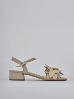 Sandali tacco 3cm camoscio beige