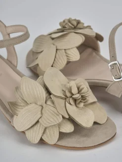 Sandali tacco 3cm camoscio beige