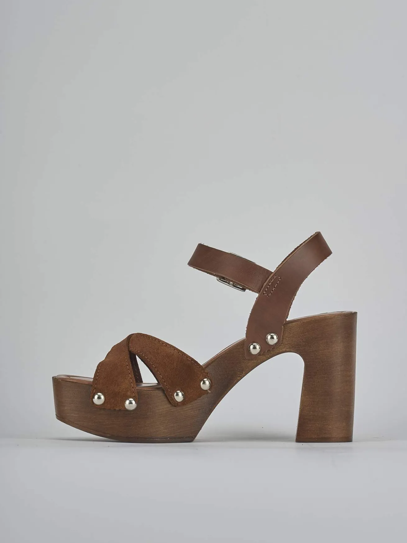 Sandali tacco 10cm camoscio marrone