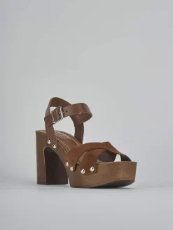 Sandali tacco 10cm camoscio marrone