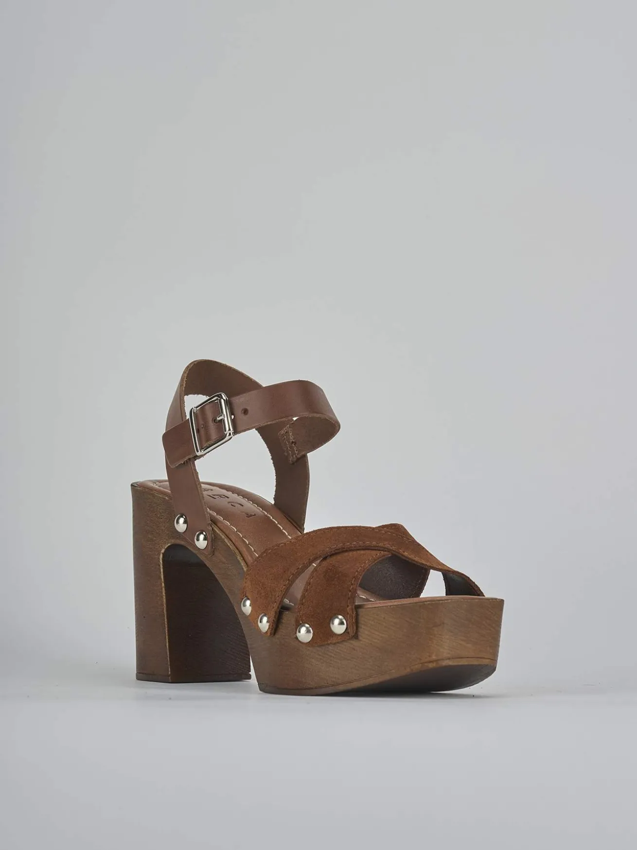 Sandali tacco 10cm camoscio marrone