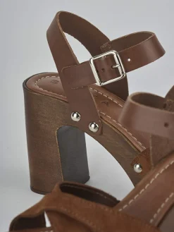 Sandali tacco 10cm camoscio marrone