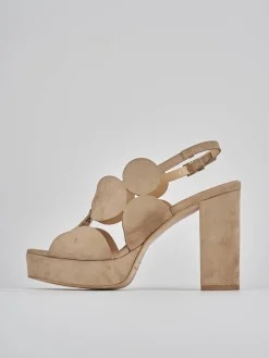 Sandali tacco 9cm camoscio beige